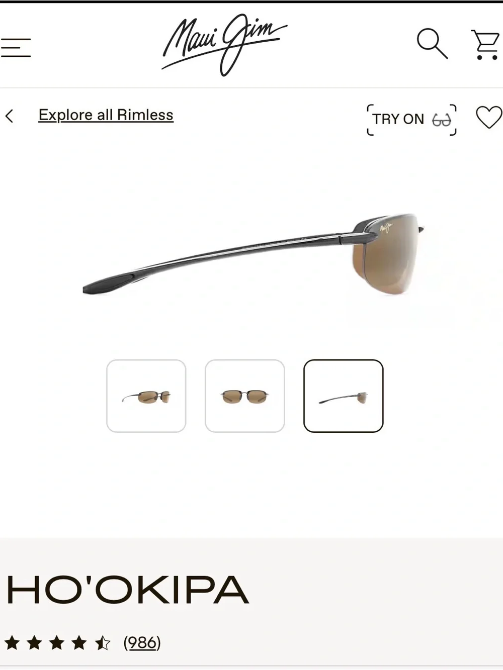Maui Jim Ho'okipa Titanium Rimless sunglasses with Brown Lenses with case/ cloth